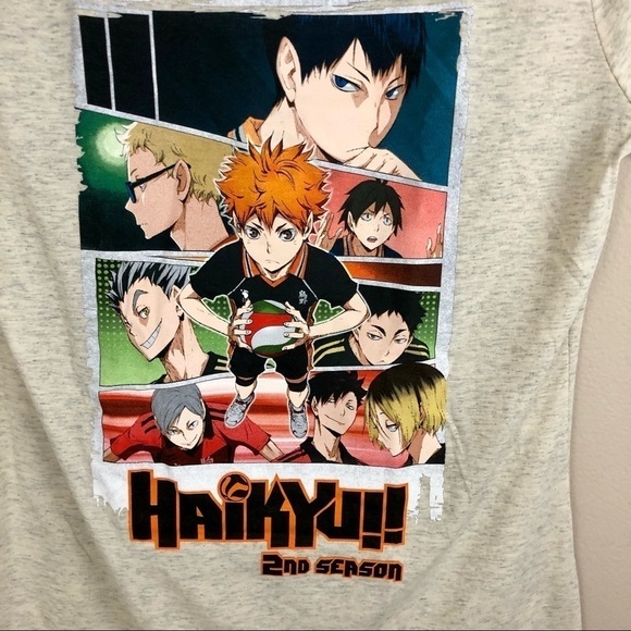Haikyu 2nd season Anime beige cream short sleeve graphic tee womens size Medium - Picture 3 of 6